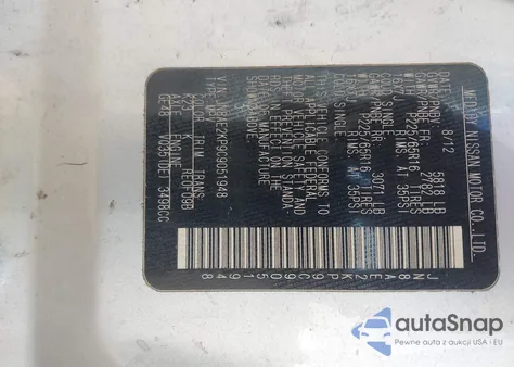 2012 Nissan Quest Sv z USA, uszkodzony, nr VIN JN8AE2KP9C9051948